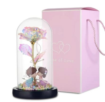 Rose with LED Fairy Lights – Forever Rose in Glass Dome