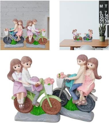 Cute Love Bicycle Couple Statue – 16 CM