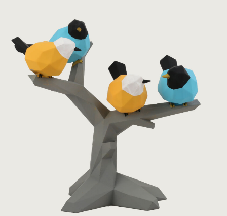 4pcs Nordic 3D Geometric Origami Sparrow Birds