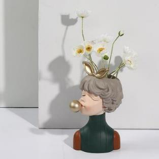Cute Girls Statue Flower Pot – Resin Planter
