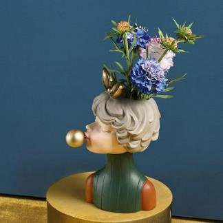 Cute Girls Statue Flower Pot – Resin Planter