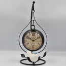 Silent Retro Iron Art Alarm Clock – Black/White