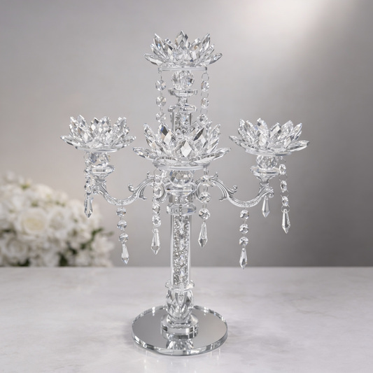 Crushed Diamond 5-Candle Holder – Silver & Gold