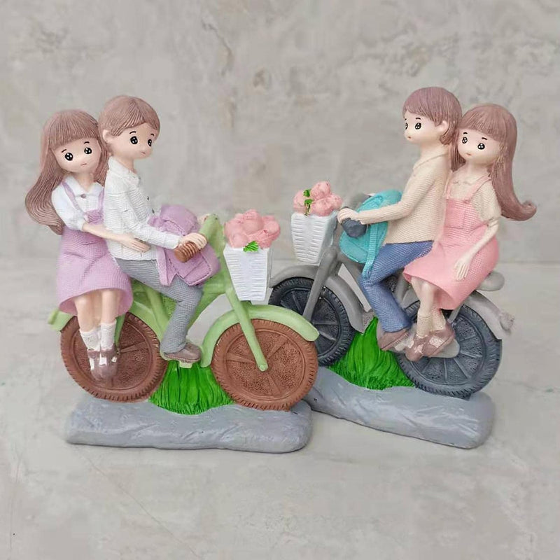 Cute Love Bicycle Couple Statue – 16 CM