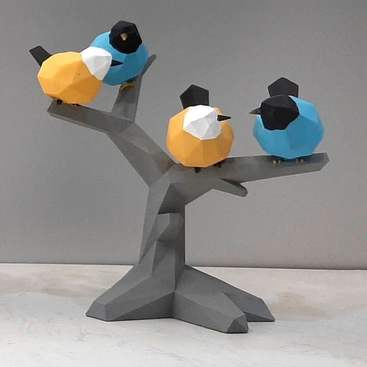 4pcs Nordic 3D Geometric Origami Sparrow Birds