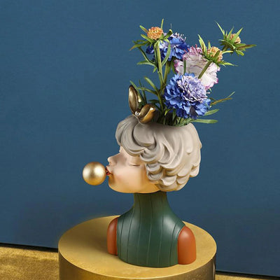Cute Girls Statue Flower Pot – Resin Planter