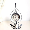 Silent Retro Iron Art Alarm Clock – Black/White