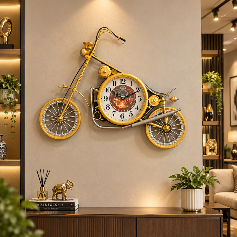 Vintage Motorcycle Wall Clock –