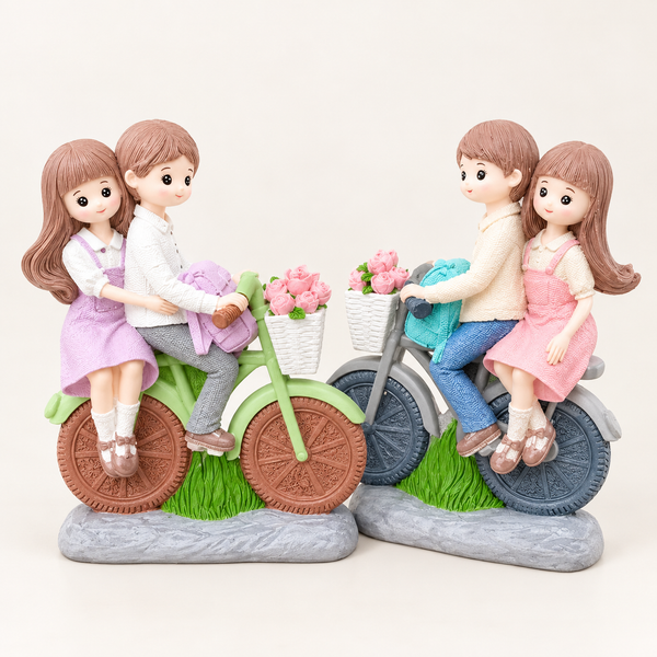 Cute Love Bicycle Couple Statue – 16 CM