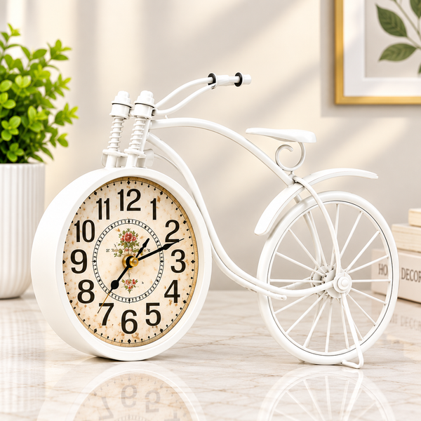 White Bicycle Clock – Desk Ornament