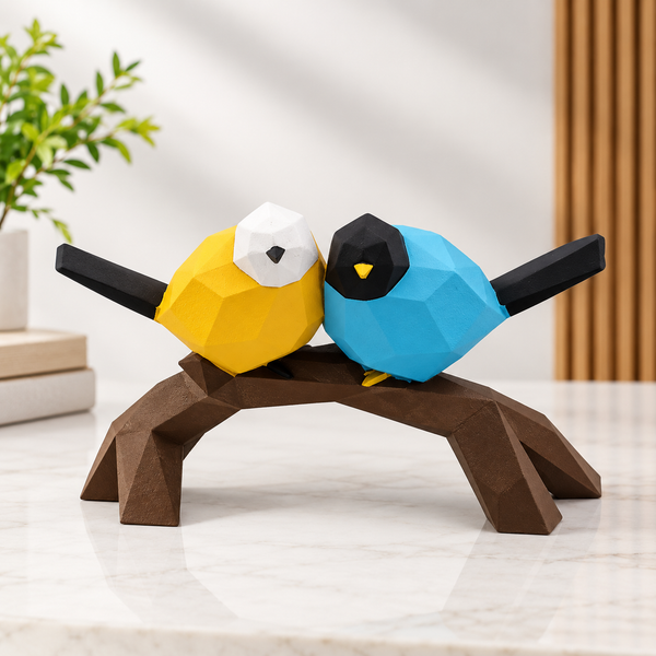2pcs Nordic 3D Geometric Origami Sparrow Birds
