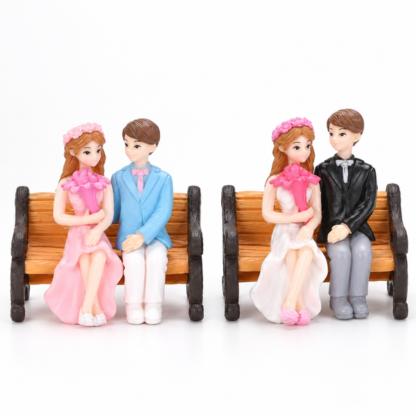 Mini Romantic Couple Bench Figurine Set
