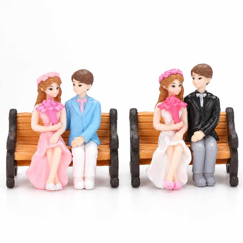 Mini Romantic Couple Bench Figurine Set