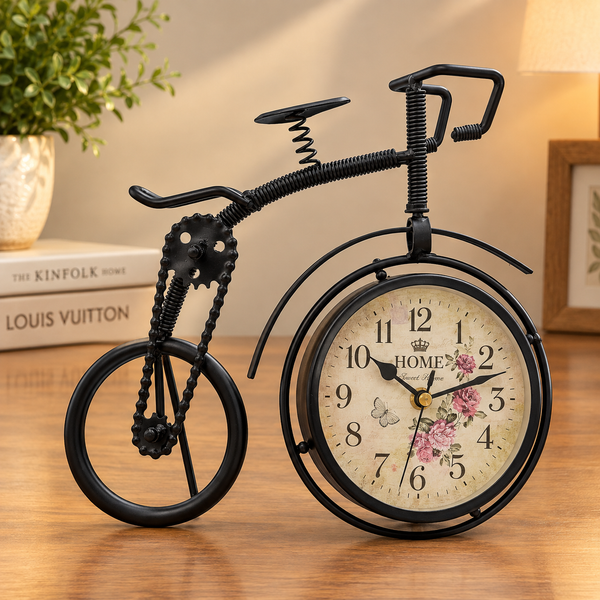 Vintage Style Bicycle Metal Clock – Black/White